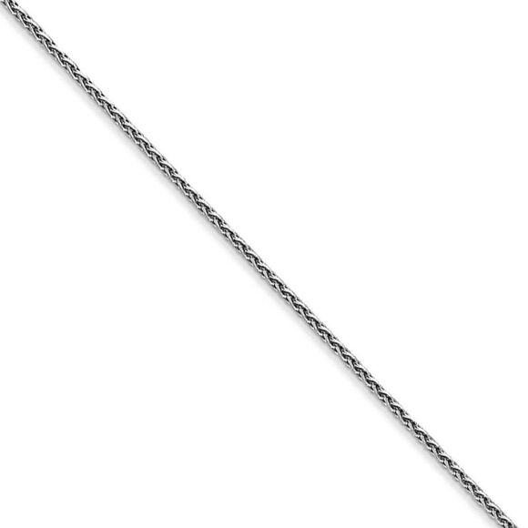 1mm 14k White Gold Diamond Cut Round Wheat Chain Necklace 24 Inch